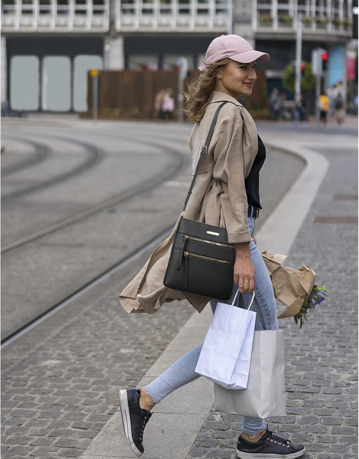 BOSTANTEN Crossbody Purses for Women Medium Shoulder Bag Quilted Handbags with Zipper Pocket - Image 2