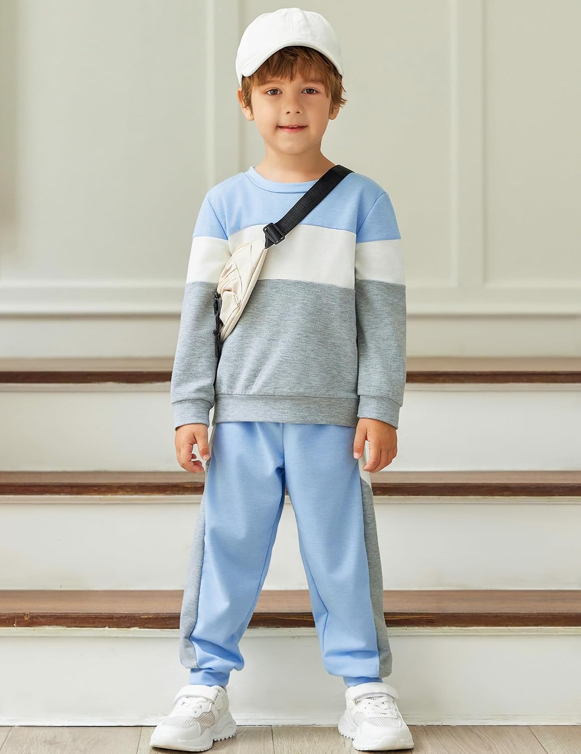 Arshiner Boys Clothes Color Block Sweatshirt & Casual Pants 2Pcs Fall Winter Outfits Set for Kids 2-12 Years
