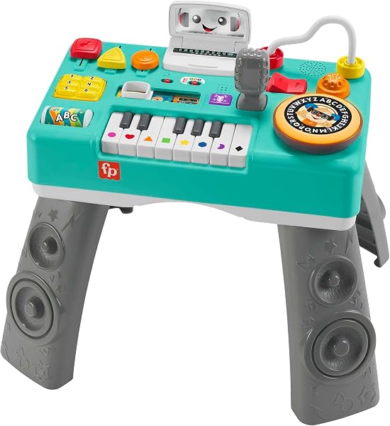 Fisher-Price Ma Table d’Activités de DJ Rires & Éveil | Table d'Activité Bébé Lumineuse et Musicale | Jouet d'Éveil Progressif dès 6 Mois | 3 Modes| Français - Emballage réduit, HXG10 - 1