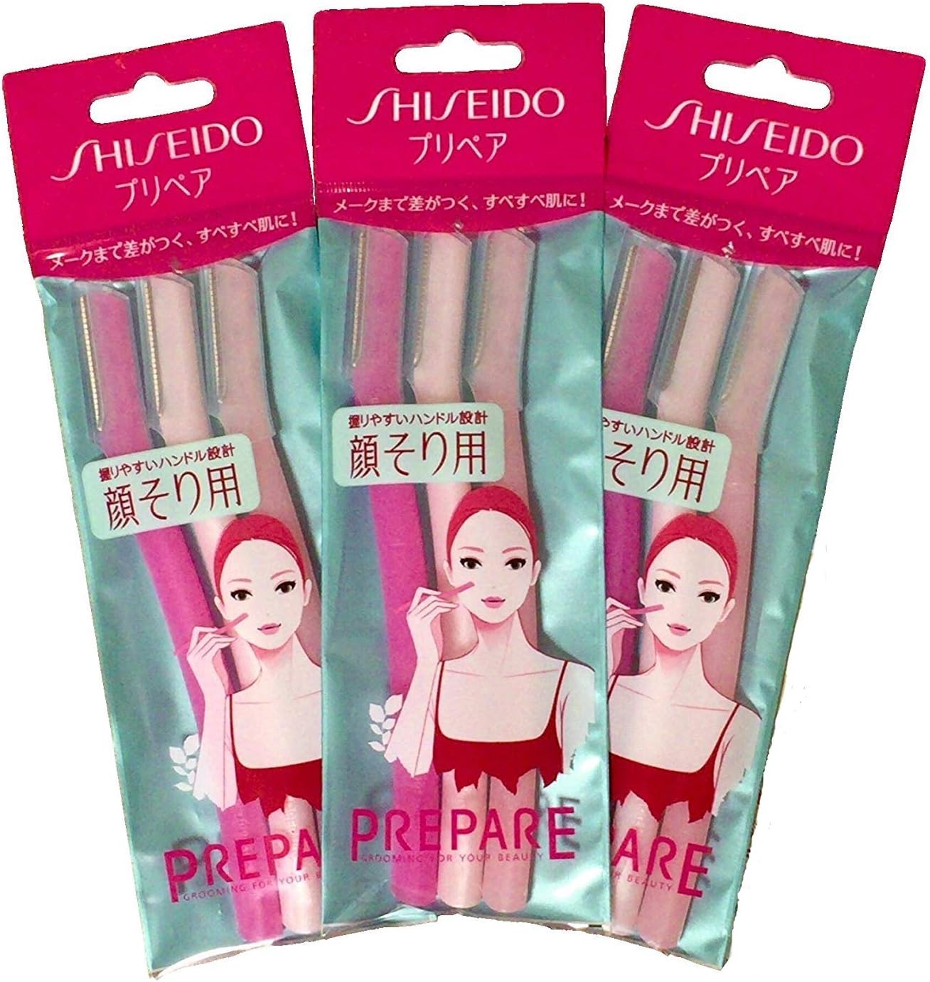 FT Shiseido Facial Razor 3 Packs (Large) x 3 Packs (Total of 9) + Original Oil Blotting Paper Maiko