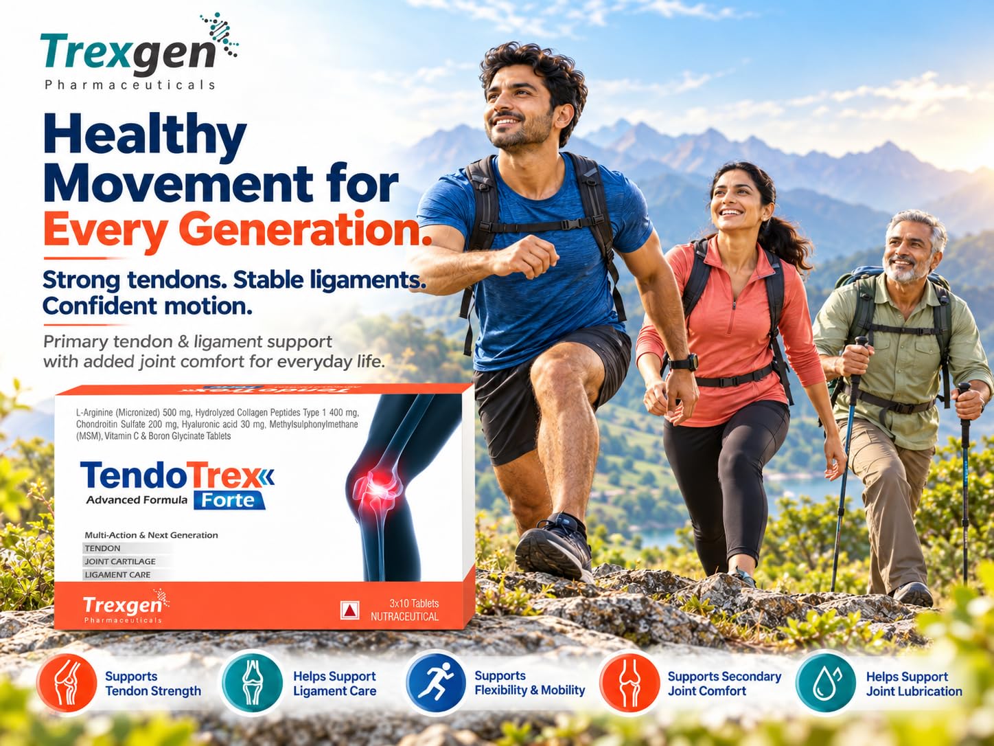 Trexgen TendoTrex Forte Tendon & Ligament Support Tablets | L-Arginine, Hydrolyzed Collagen Peptides Type I, Chondroitin, Hyaluronic Acid, MSM, Vitamin C & Boron | Joint Comfort, Mobility & Connective Tissue Support | 30 x 2 = 60 Tablets — Amazon image 8