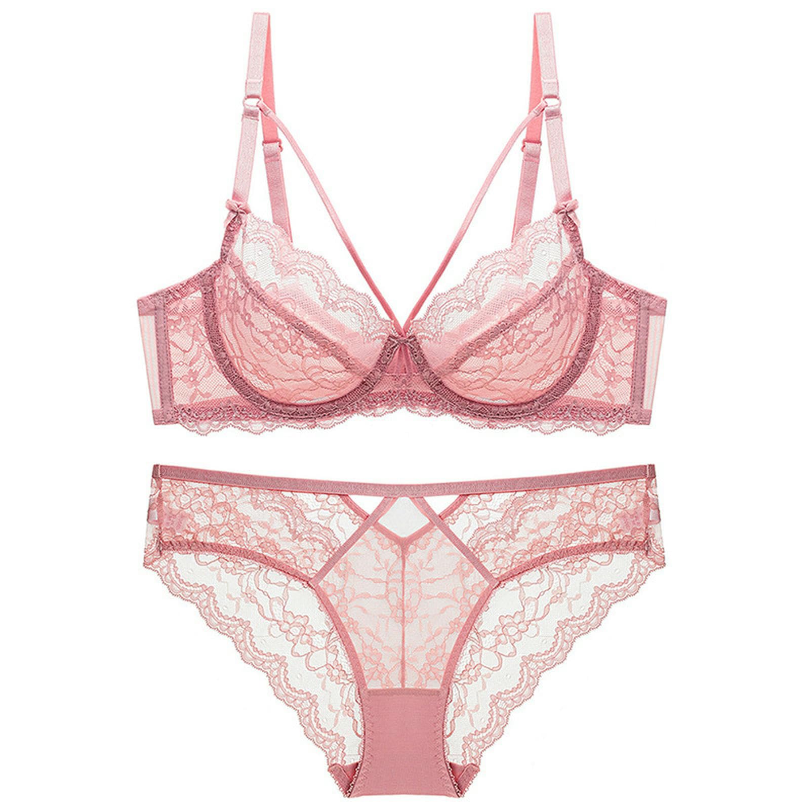 Sujetadores Conjunto De Lencería Sexy Encaje Estilo Francés, Sujetador Fino, Push-up Y Calado-blanco-36 80b (Juego)