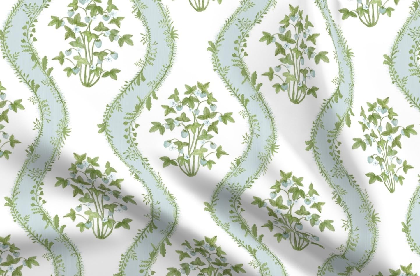 Spoonflower Fabric - Cottagecore Vine Grandmillennial Strawberries Rustic French Country Printed on Petal Cotton Fabric Fat Quarter - Sewing Quilting Apparel Crafts Decor