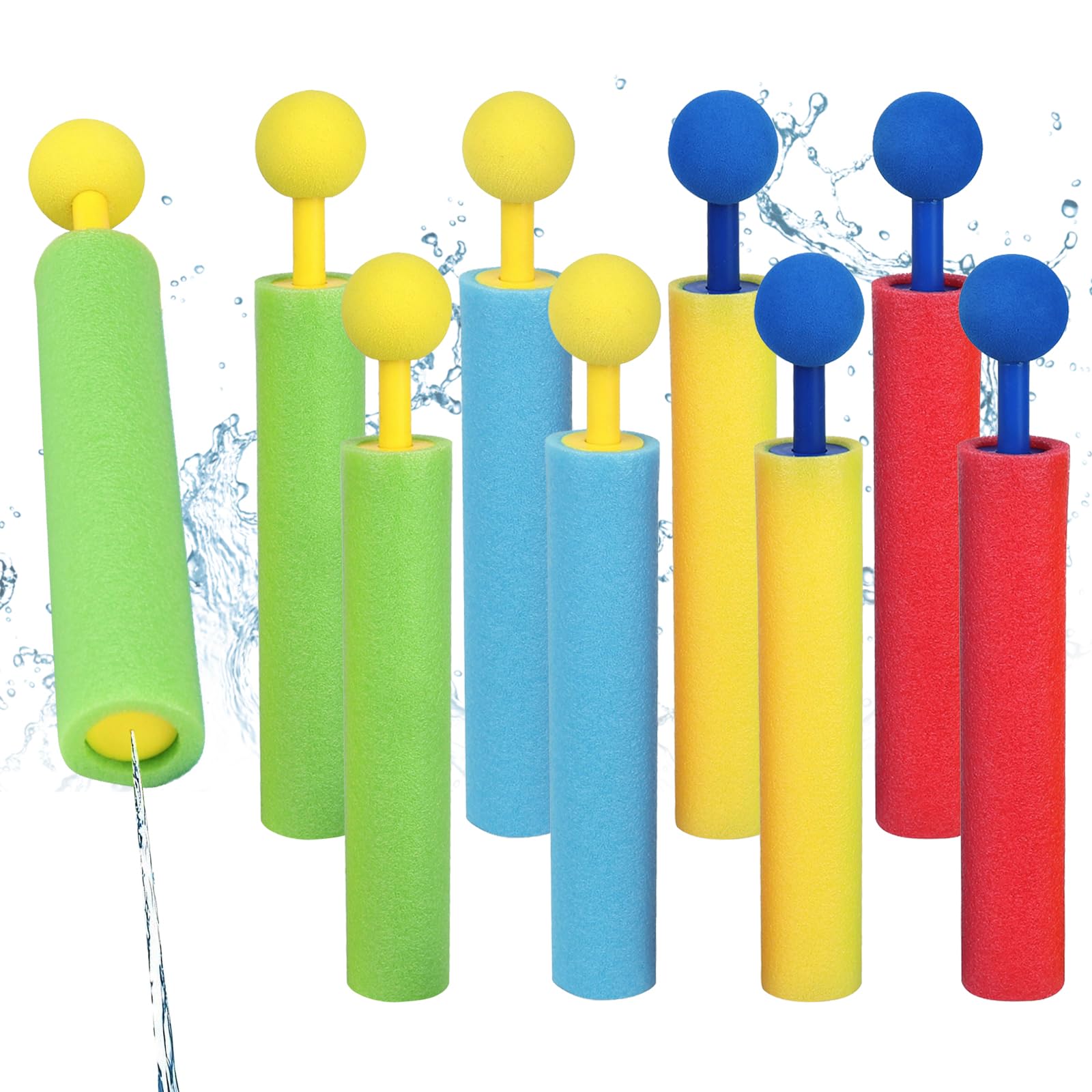 8 Pcs Foam Water Pistols 21.5cm, Adult Water Blaster Squirt Guns for Outdoor Beach Garden Water Fighting, Summer Water Toys for Adults Party/Camping/Outdoor Activities