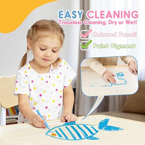 Miniatura 60 de Juego de mesa y silla para niños, juego de mesa y sillas para niños, altura ajustable, patas y organizador de mesa antideslizantes, escritorio de