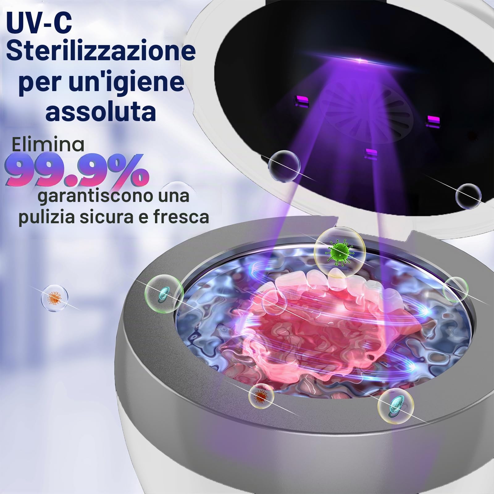 Pulitore ad ultrasuoni 45 kHz, UV a ultrasuoni, 35 W, per la pulizia e la deodorizzazione, pulitore ultrasonico per allineatori, protesi dentali, 200 ml