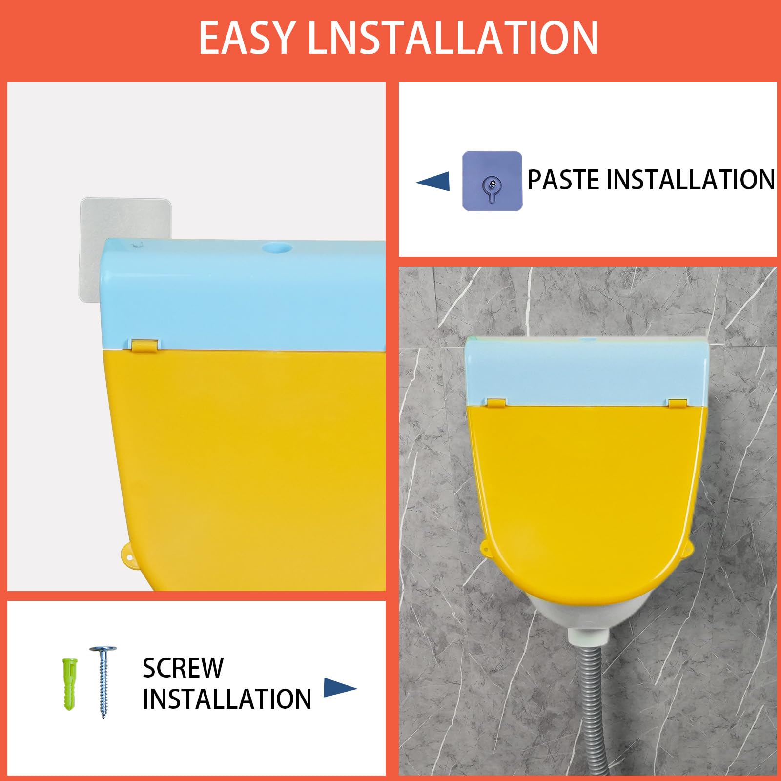 Orinal para niños pequeños montado en la pared con tapa, orinal para el baño, orinal de entrenamiento para niños, orinal sin agua para hombres, orinales de plástico, desviador de orina de orina de