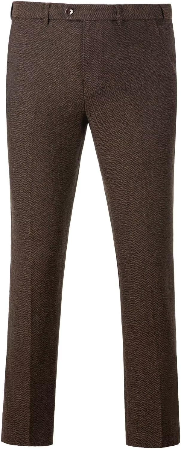Boys Tweed Pants Wool Blend Herringbone Slim Fit Toddler Kids School Uniform Trousers Homecoming