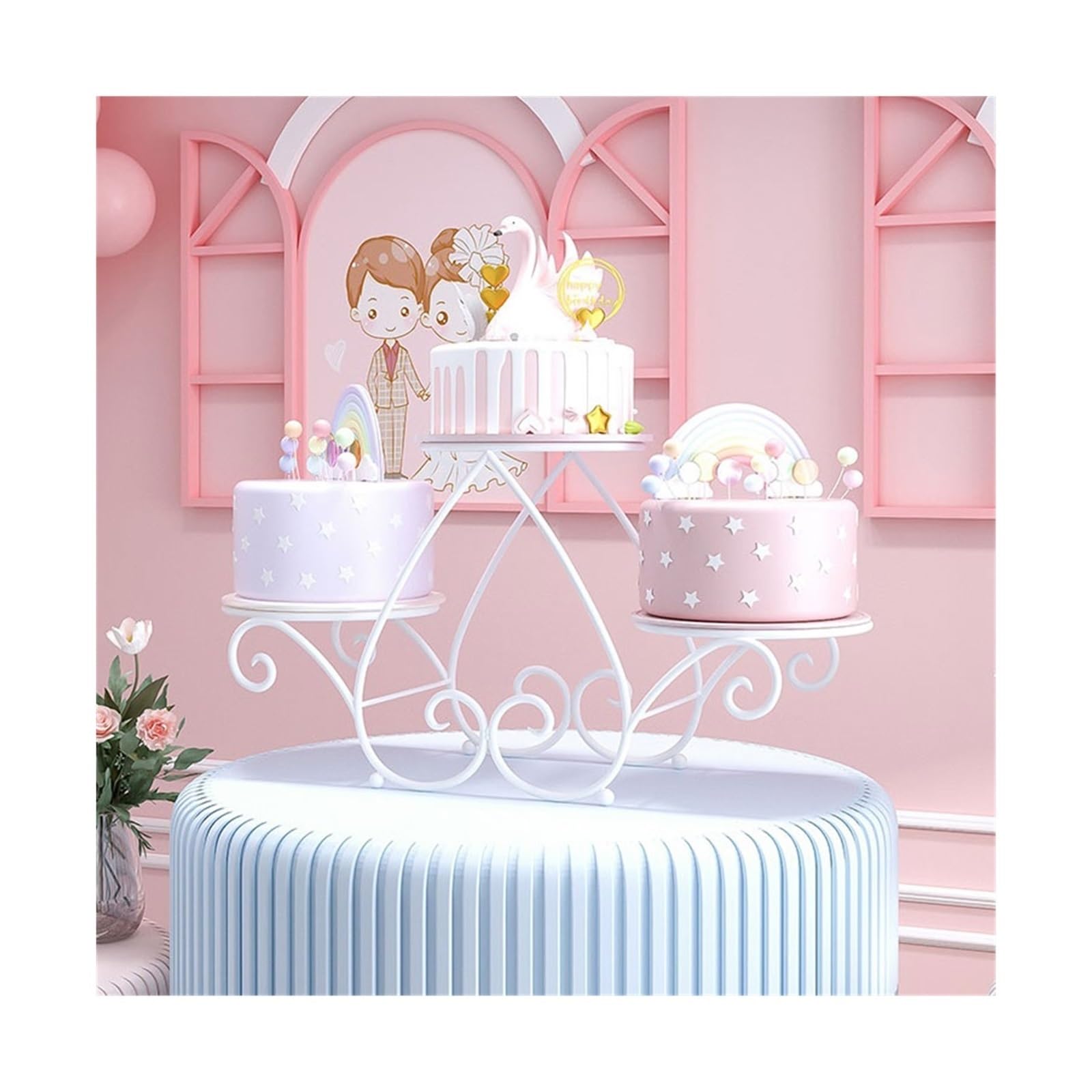 XXAD553TY Dessert European Dobos Torte Display Shelf Bakery Birthday Wedding Party Decoration Table(White)