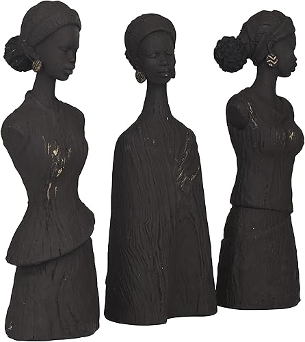 Miniatura 4 de Deco 79 Polystone - Escultura decorativa africana para mujer, juego de 3 figuras decorativas de 13 pulgadas, 13 pulgadas, 13 pulgadas, 13 pulgadas