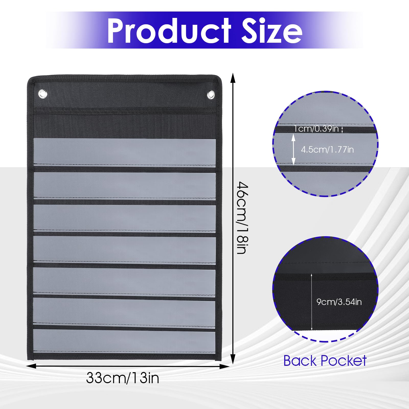 4 Pcs Magnetic Pocket Chart Standard Pocket Chart Classroom Pocket Chart with 40 Pcs Dry Erase Cards for Daily Schedule Class Demonstrations Office Home Activities, Black - Image 2