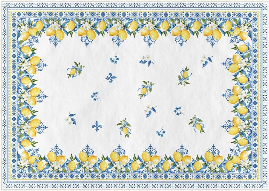 Artoid Mode Blue Lemon Iris Summer Area Rug, Seasonal Home Decor Low-Profile Washable Area Rugs for Bedroom Living Room Laundry Room Dining Room Kids Nursery Indoor 5x7 Feet