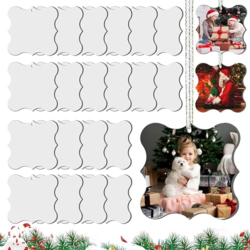 Miniatura 8 de 20 piezas de adornos navideños de doble cara, colgantes personalizados de 2.95 pulgadas para sublimación (redondo)