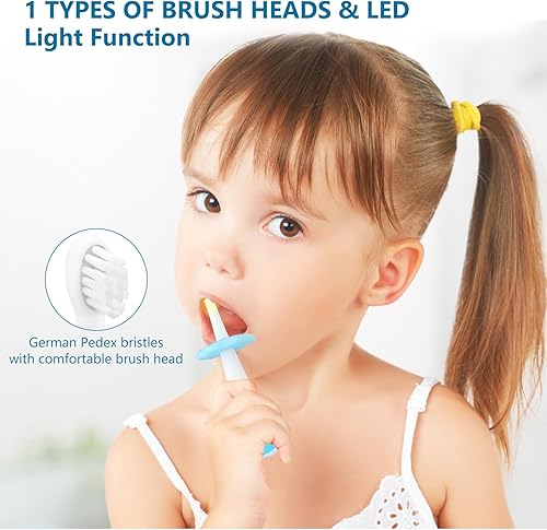 Miniatura 2 de Cepillos de dientes eléctricos para niños con luz LED de registro, cepillo de dientes eléctrico para niños, carga inalámbrica, mango de silicona, 4