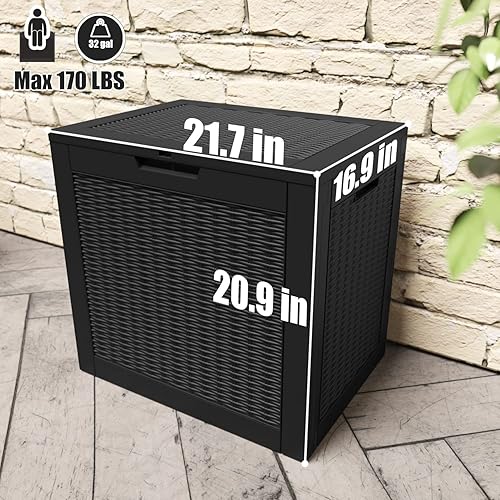 Miniatura 7 de Greesum Caja grande de resina de 32 galones, almacenamiento al aire libre para muebles de patio, herramientas de jardín, suministros de piscina,