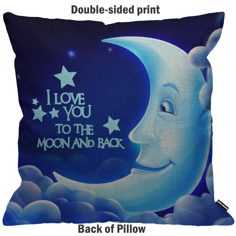Zalingo Federa per cuscino Love You to The Moon and Back in lino, idea regalo per fidanzato, fidanzata, cuscino per divano, camera da letto, giardino, 40 x 40 cm, beige