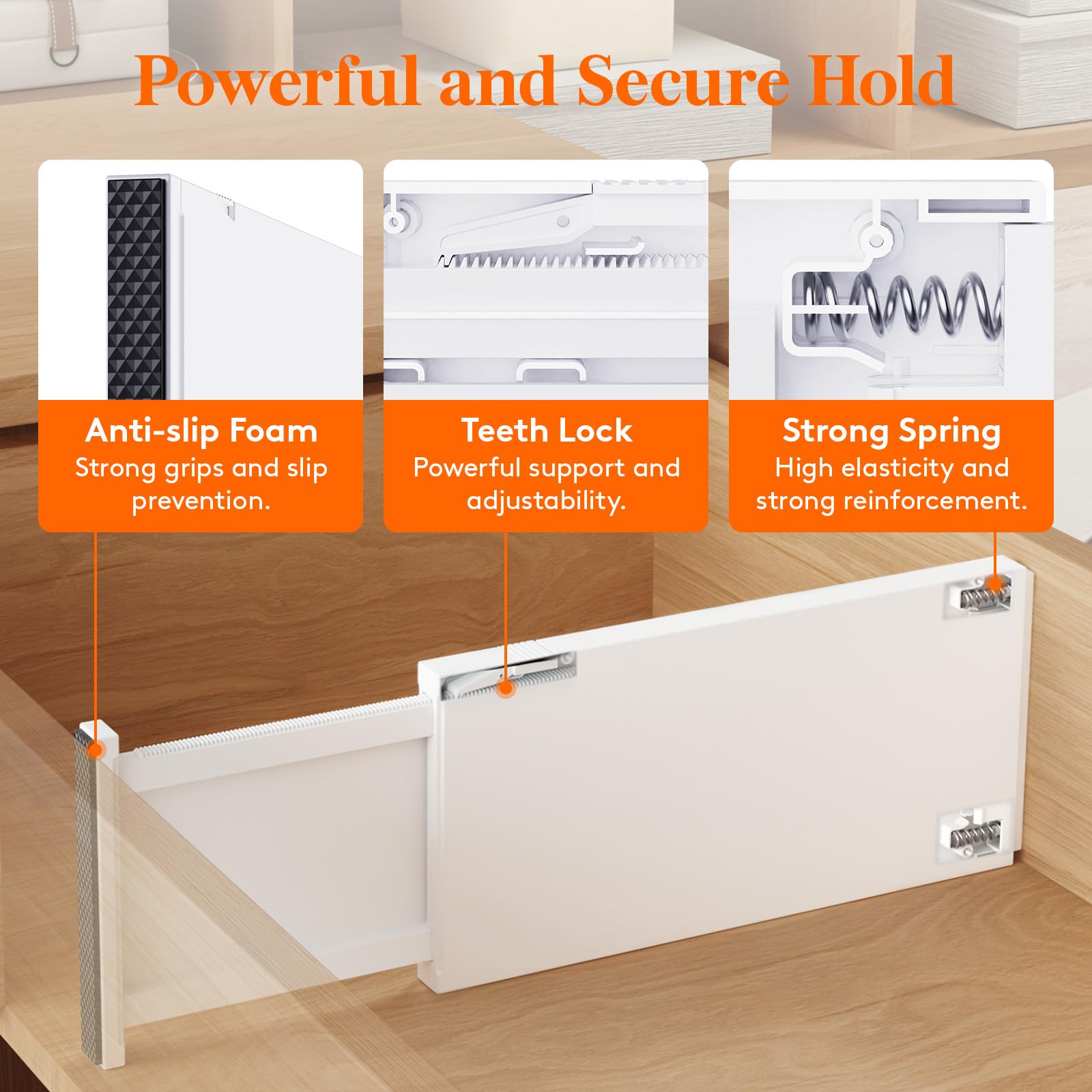Lifewit 4 Pack 6" High Drawer Dividers 34-56cm/13.5-22" Adjustable Drawer Organiser for Clothes/Utensils - Image 3
