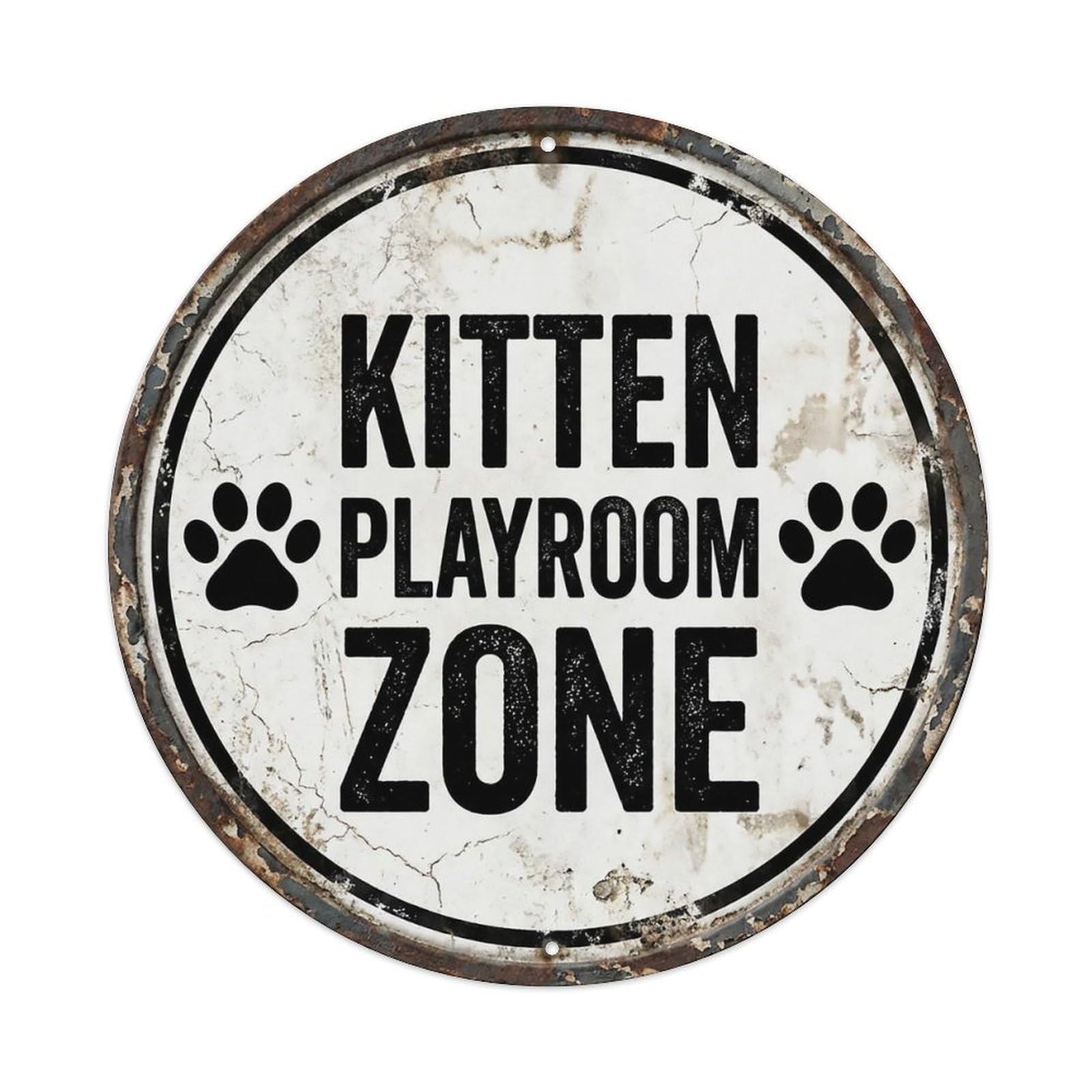 Vintage Kitten Playroom Zone Decor Metal Tin Sign