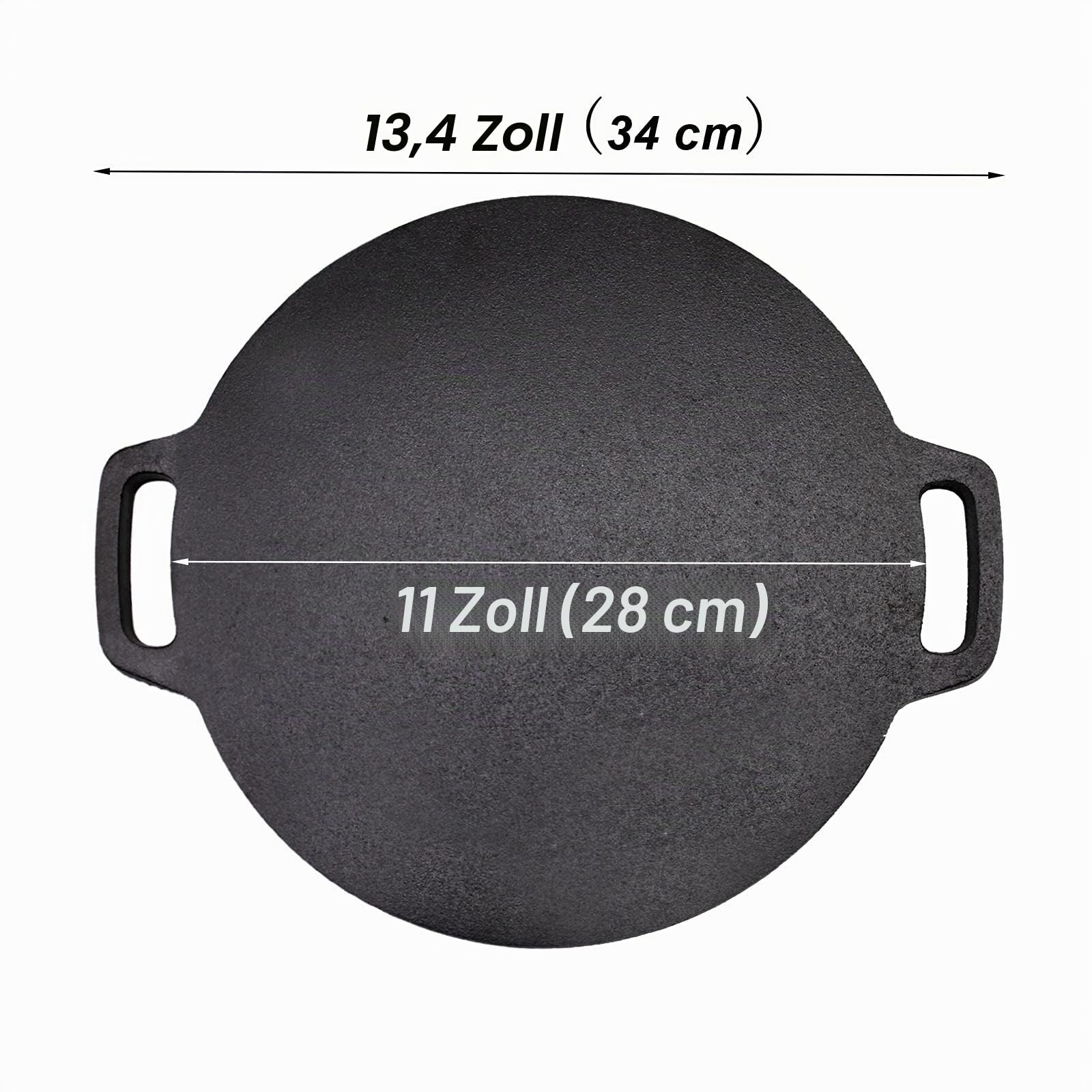 Roti Tawa Gusseisen 11 Zoll Doppelgriff Gusseisen für Dosa Tortillas