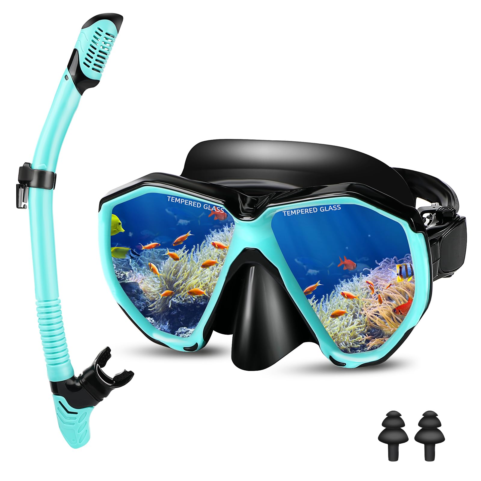 Set Snorkeling Adulti Con Maschera Panoramica 180° E Boccaglio - Vetro Temperato Anti-Appannamento, Silicone Morbido Anti-Perdate - Foto 7