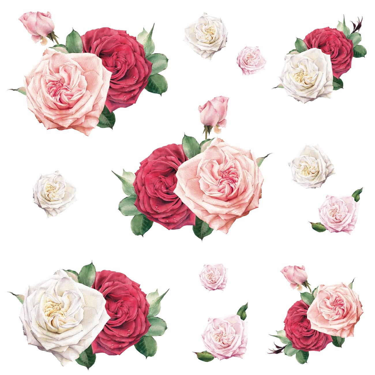Decowall Boys Ds-8041 Ds4-8041 Watercolour Rose (Small) Kids Wall Stickers Decals Flower Peel And Stick Removable For Nursery Bedroom Living Room Art Murals Decorations