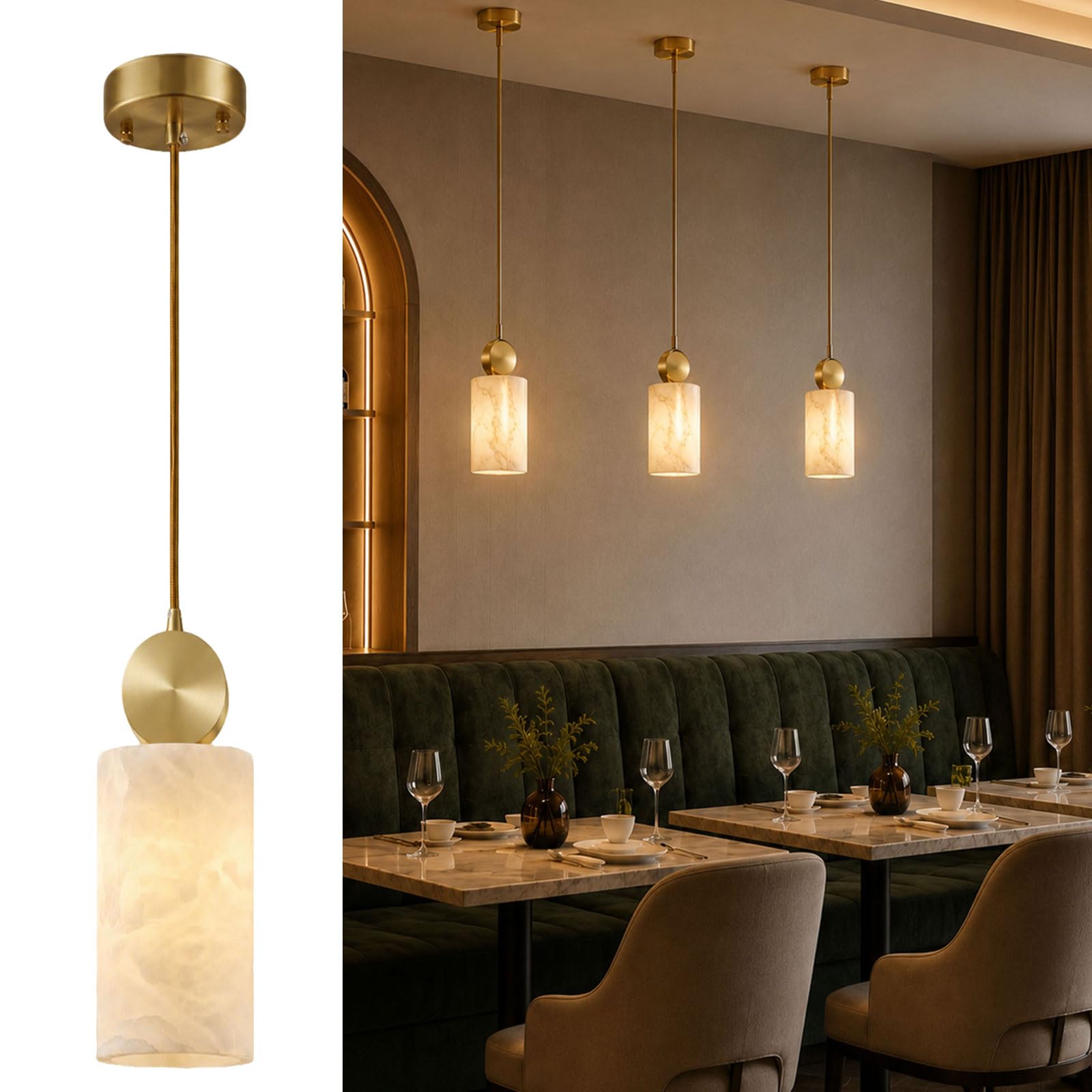 Lampe suspendue cubique en marbre et albâtre pour l'ambiance de votre chambre