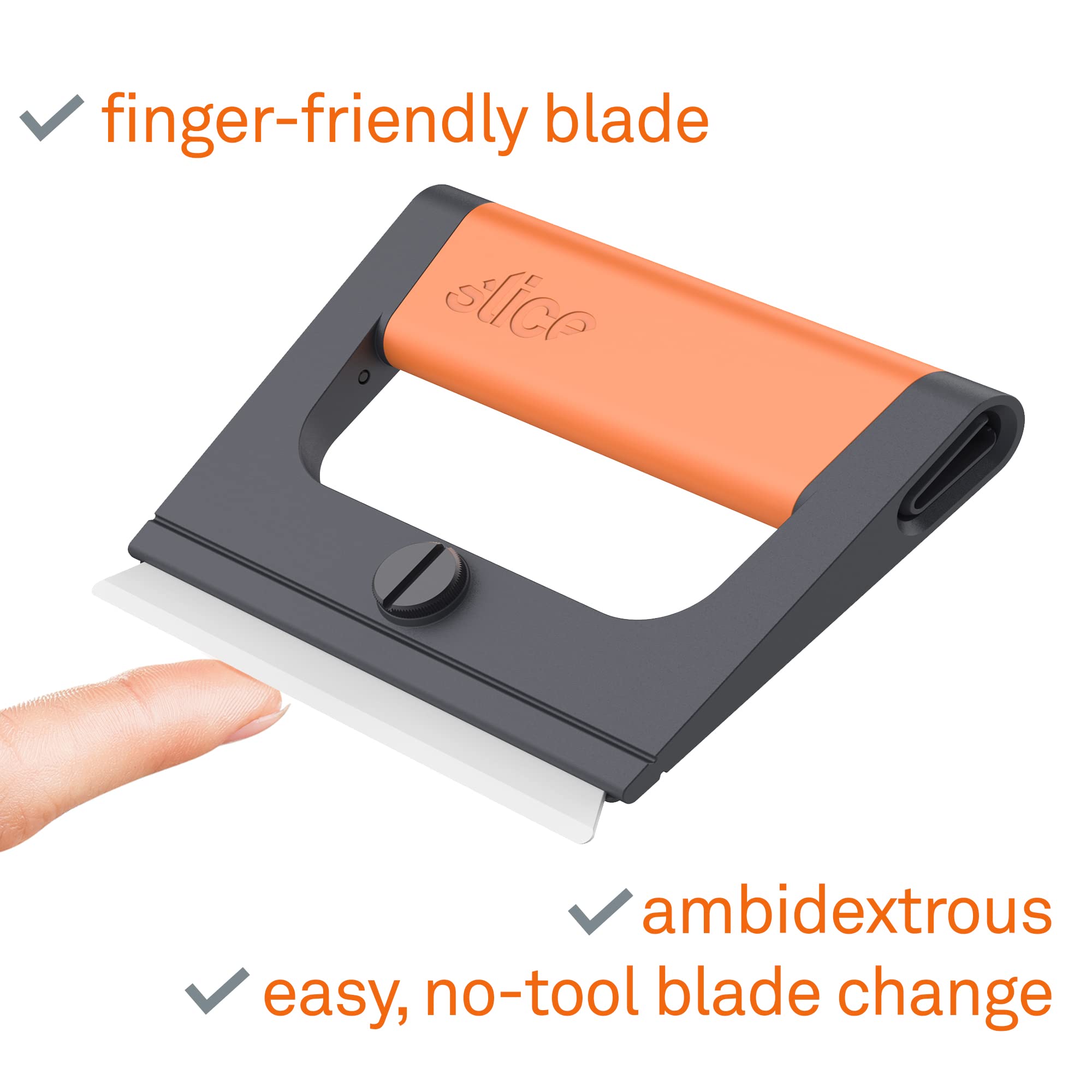 Slice 10501 Wide Scraper, Easy Clean, Ceramic Blade Lasts 11x as Long as Metal, Finger Friendly, Never Rusts, Safety Cap, Short Handle — Amazon image 3