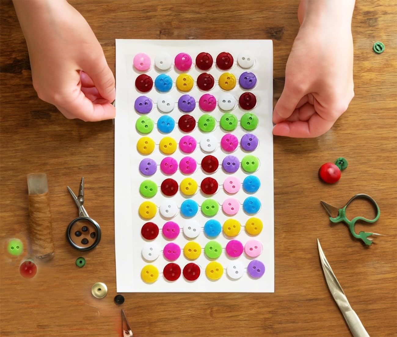 Multicolor Self-Adhesive Button Stickers, Round Shape Buttons Stickers for Art and Crafts, Set of 2 Sheets (132 Buttons)-image-2