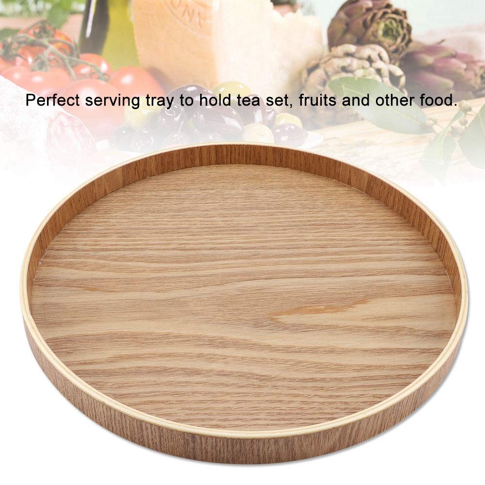 Amazon｜定食盆 接客トレー 配膳盆 丸盆 木製トレイ カフェ ナチュラル