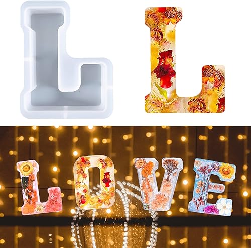 Miniatura 1 de Molde de letras grandes de 7 pulgadas para resina, 26 moldes epoxi del alfabeto en mayúsculas, molde del alfabeto grande de la A a la Z para hacer