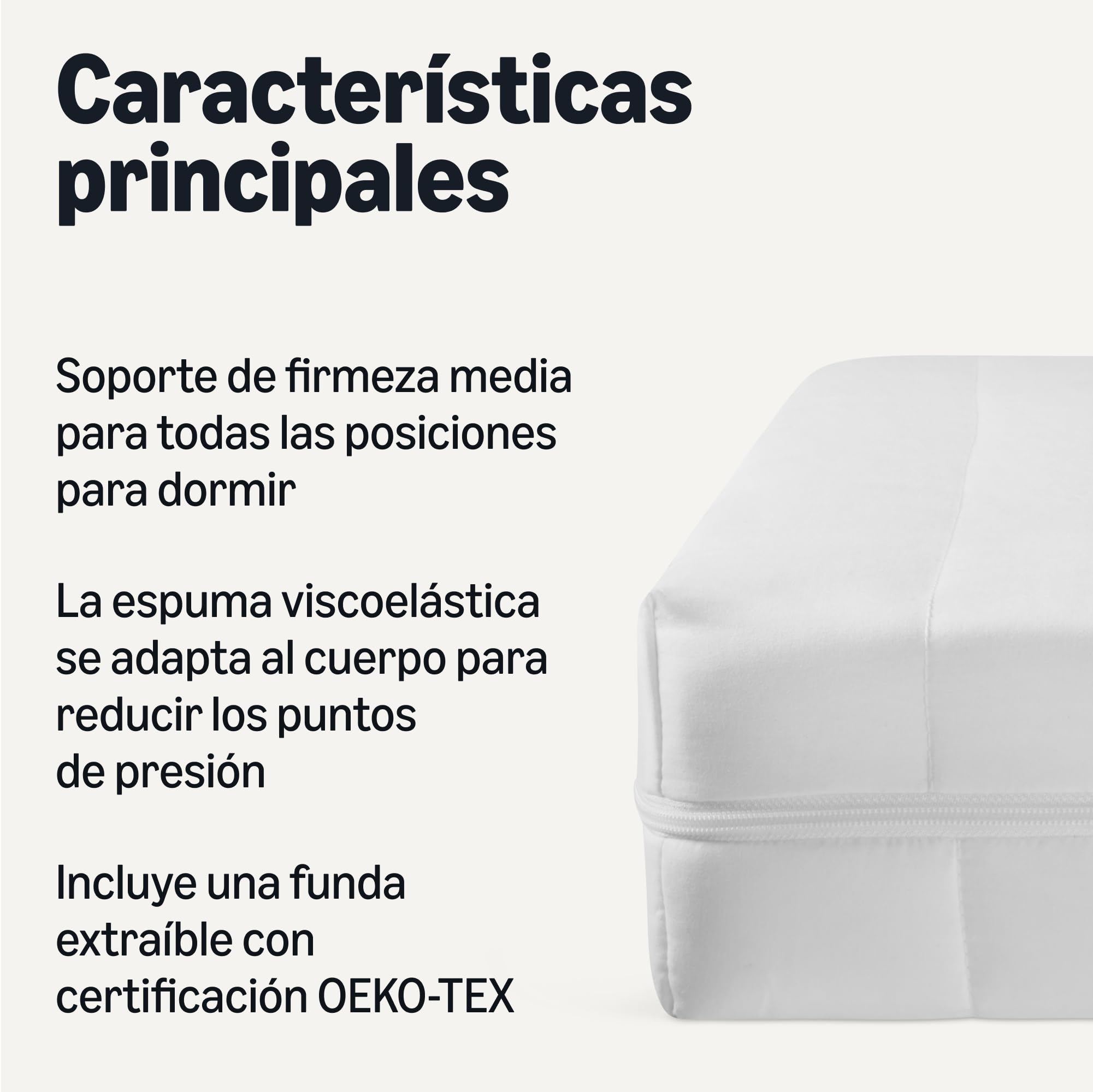 Amazon Basics Colchón de Espuma Viscoelástica, H3, Firmeza Media, Certificado Oeko-Tex, Funda Lavable, 13cm de Grosor, Tamaño 90 x 200 cm