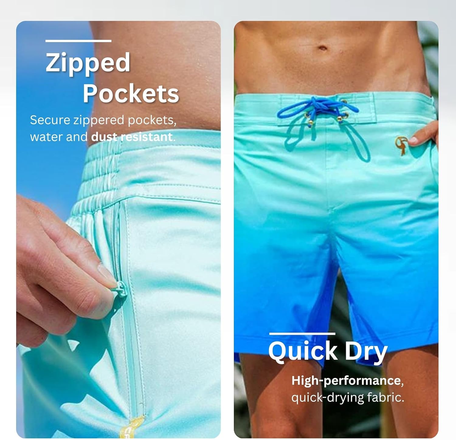 Tucann Men's Trunks 7" Compression Liner Quick Dry Zipper Pocket Chlorine Resistan 4 Way Stretch Faded Swim Shorts for Men