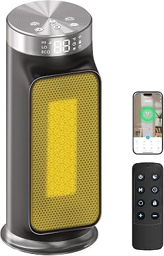 1500W Smart Electric Space Heater for Indoor Spaces - WiFi App Control Remote Included 24H Timer 5 Modes