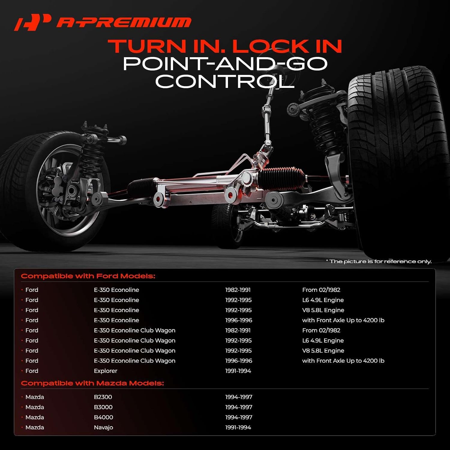 A-Premium - Power Steering Gearbox Gear Box Compatible with Ford F-100, F-150, F-200, F-250, F-350, Explorer, E-100/E-150/E-250/E-350 Econoline, Bronco & Mazda B2300, B3000, B4000