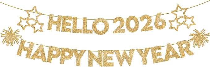 Amazon.com: KatchOn, Glitter Gold Happy New Year Banner 2026-10 Feet ...