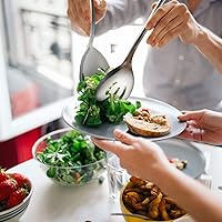 Vista 6 de Teivio - Juego de 24 utensilios grandes de acero inoxidable para servir, 8 cucharas de servir de 10", 8 cucharas ranuradas de 10" y 8 pinzas