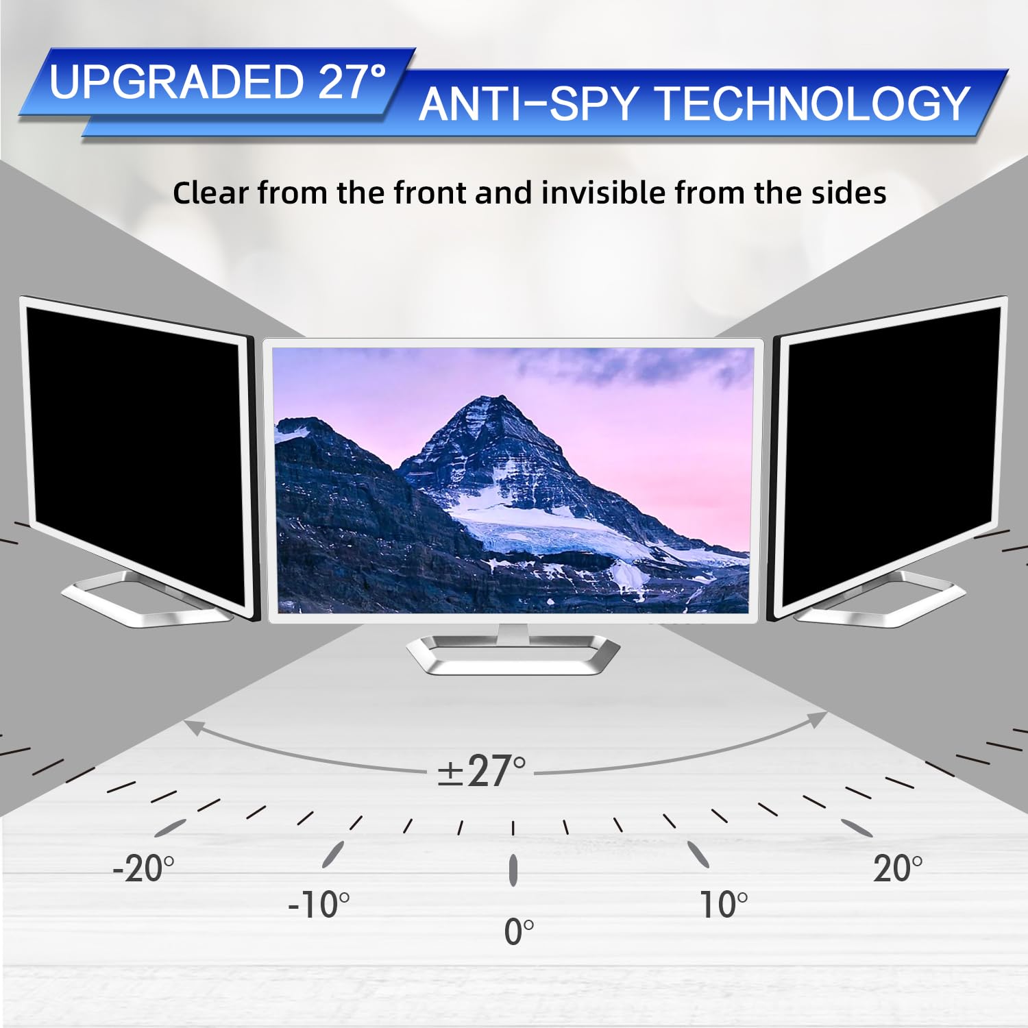 FILMEXT 31.5 inch Computer Privacy Screen Filter for 16:9 Widescreen Monitor, Removable 31.5 in Anti Blue Light Anti Glare Anti Spy Privacy Filter Shield-(27 7/16×15 7/16)