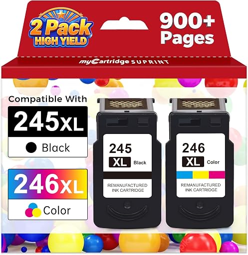 MC SUPRINT 245XL Ink Cartridge Replacement for Canon 245XL 246XL Combo Pack | PG-245XL CL-246XL Compatible for Canon ink 245 and 246 for Pixma MG2522 TR4520 MG2520 TS3122 TS3320 MX490 TR4527 Printer 2PK