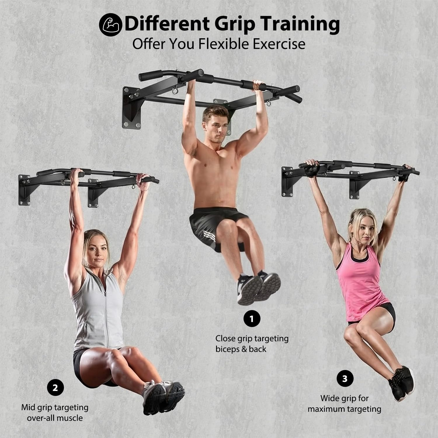 Wall-Mounted Pull-Up Bar – Drill Installation, Home Gym Equipment for Indoor Fitness, Chin-Up Bar for Strength Training, Spine Stretching & Inverted Workouts