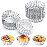 Qulkws 30 Pcs Mini Tart Pans 2.75 Inch Reusable Tartlet Cupcake Baking Mold Aluminium Egg Tart Molds Mini Pie Tins for Baking Egg Tarts Pies Cupcakes