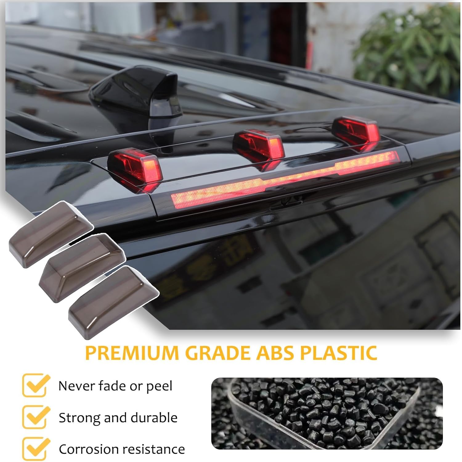 for Hummer EV SUV Accessories Rear Tail Roof Marker Lights Top Clearance Running Lights for 2024 2025+ Hummer EV SUV Rear Top Roof Light Lamp Smoked Cover Guard Lens (SUV/3PCS)