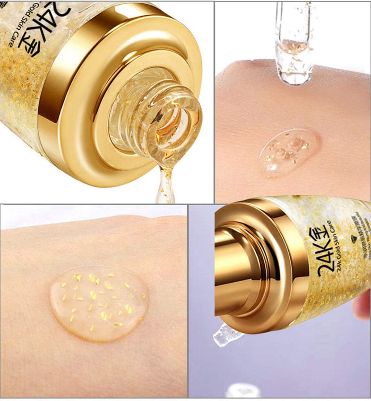 BIOAQUA 24K Gold Essence Collagen Skin Face Moisturizing Hyaluronic Acid Anti-Aging Mask Natural Extract, Golden, 30 ml (Pack of 1) - Image 4