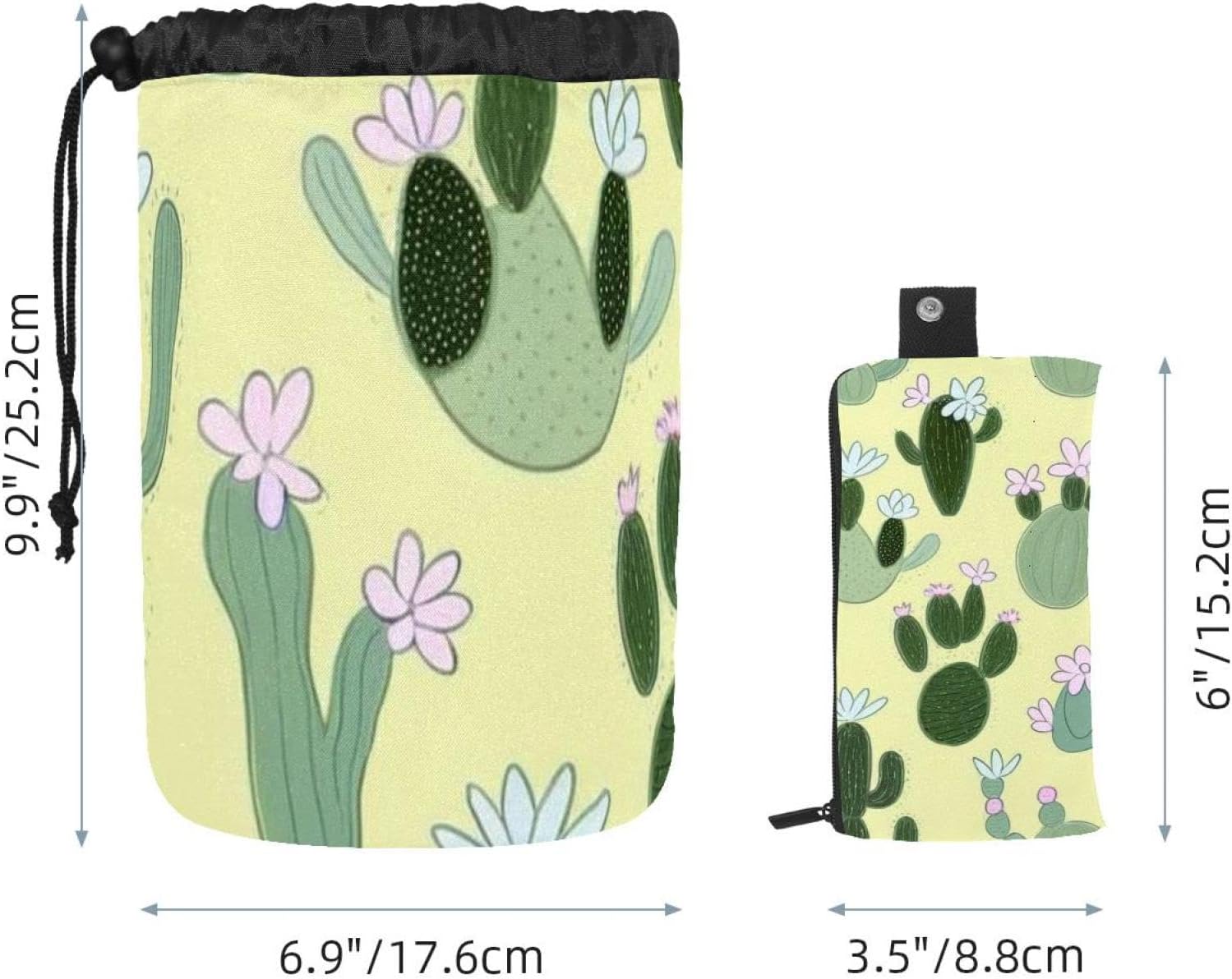 2PCS Colorful Cactus-91 Travel Cosmetic Bag Makeup Organizer, Drawstring Bathroom Cases - Cylindrical & Small Toiletry Bag image 5