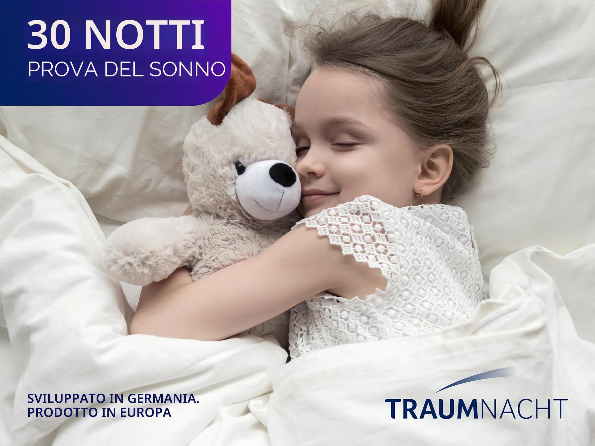 Traumnacht BT Kiddy materasso bambini Pure, 80 x 160 cm, Oeko-Tex Standard 100, rivestimento delicato sfoderabile e lavabile, Qualità tedesca