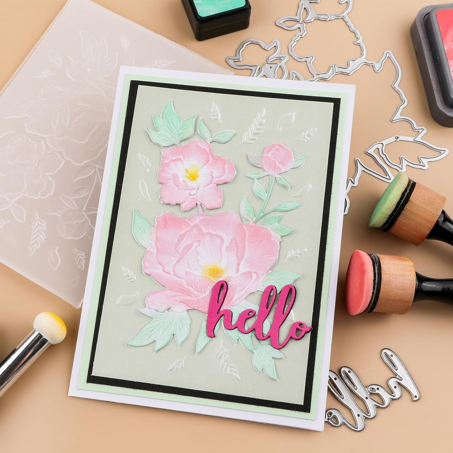 Briartw 3D Embossing Folder for Card Making,Flower Clear Plastic Texture Fades Embossing Folder Template for Scrapbooking and Other Paper Craft Album Stamps DIY Decoration