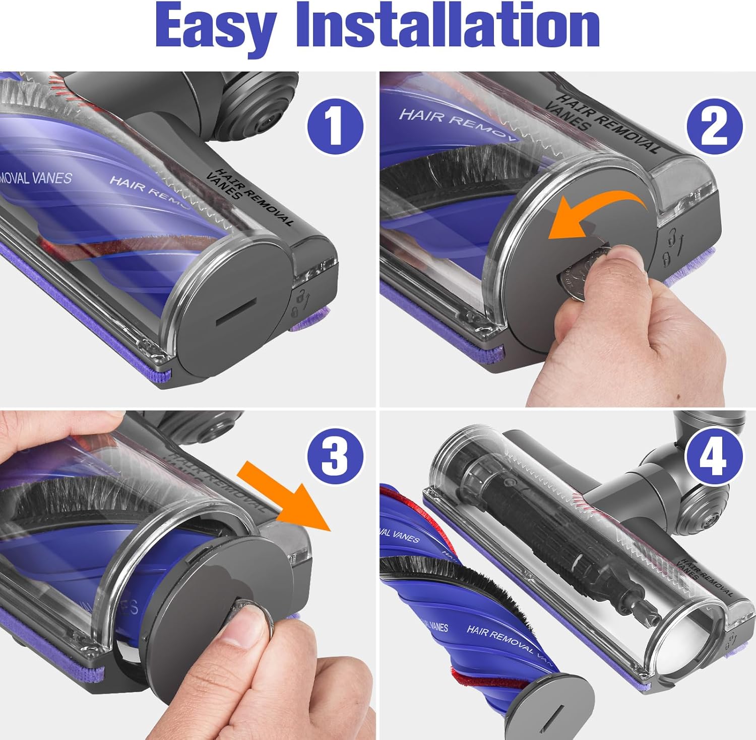 Upgraded V12 V9 Anti-Tangle Motorbar Replacement Brush Head Compatible with Dyson V9 Motorbar / V12 Detect Slim Cordless Vacuum Cleaners, Lightweight Hardwood & Carpet Floor Attachment