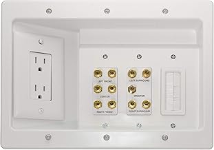 Legrand - OnQ Home Theater Connection, Recessed TV Outlet Supports 5.1 Speaker System, In Wall TV Power Kit Hides Cords, TV Outlet Box Works with All Plugs, TV Outlet Wall Kit, White, HT2103WHV1