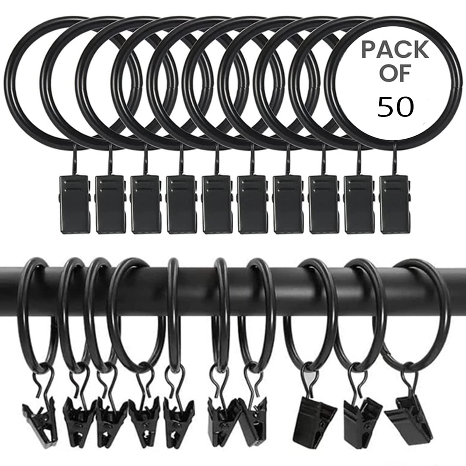 Lot De 70 Anneaux De Rideau Métal Argenté 25 Mm Avec Clips - Pour Tringles & Loisirs Créatifs - 12
