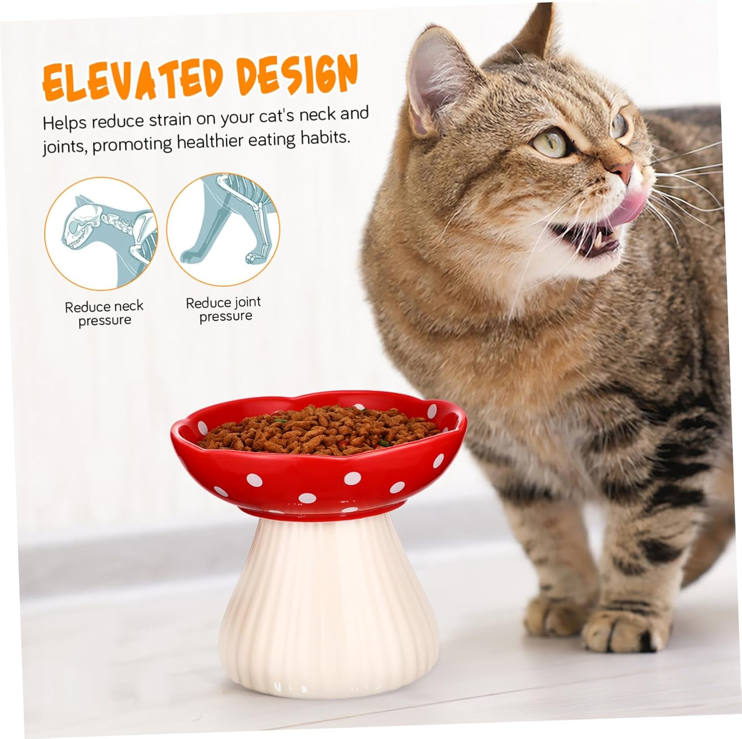 Elevated Ceramic Cat Bowl Raised PET Feeding Dish for Cats and Dogs Ergonomic Design Easy to Clean for Indoor Use Food and Water Holder