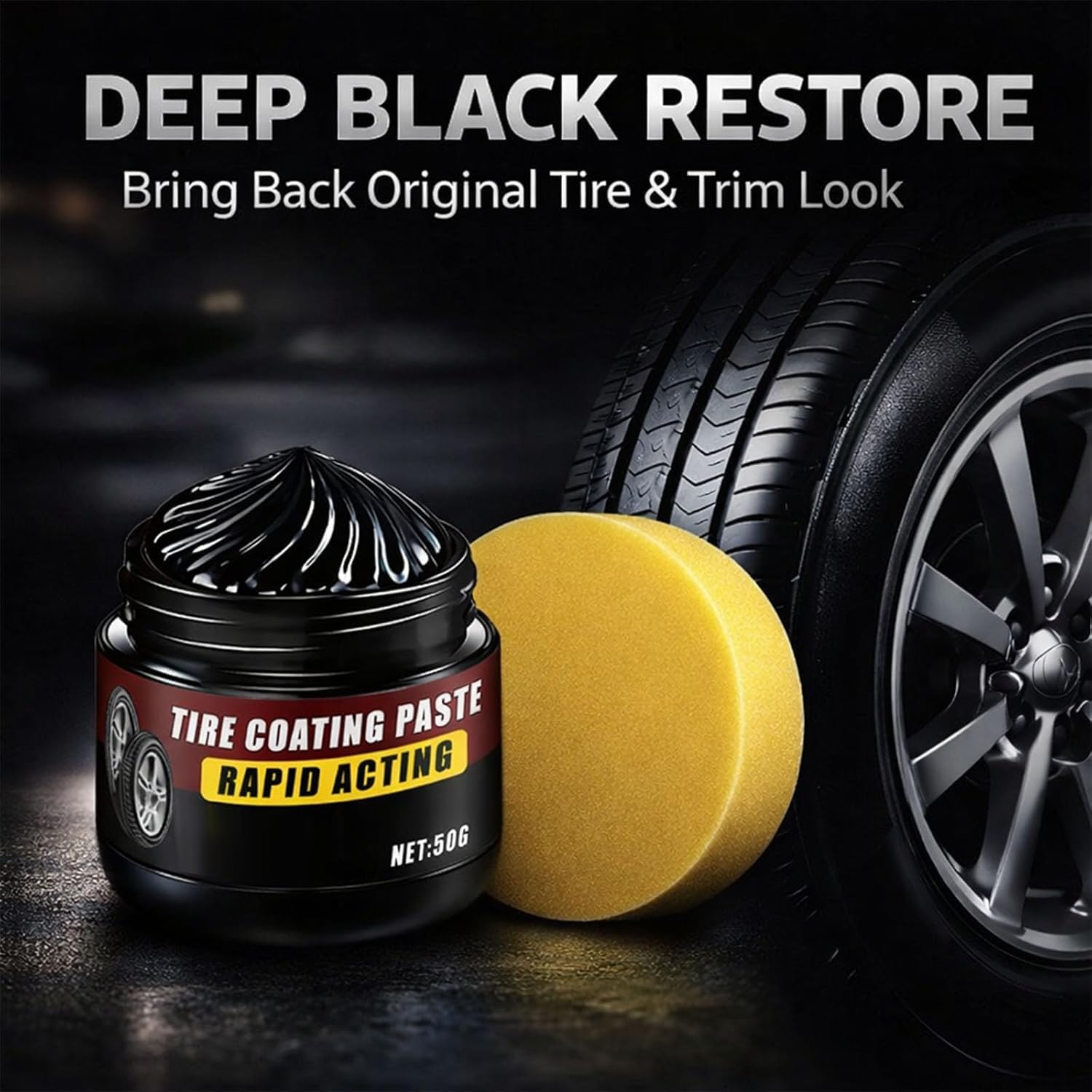 2026 Tire Coating & Trim Restorer, Bring Back the Original Deep Black Shine to Rubber and Plastic,Car Detailing Kit Tires Shines Applicator Shiny Stuff (3pcs) - 4